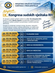 IX. Kongres sudskih vještaka 02-03.10.2026.g. - prijave do 25.09.2026.g.